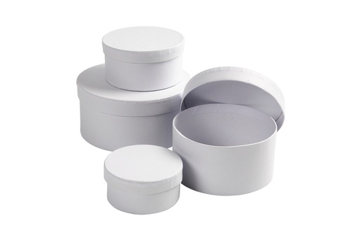[1404237] Doos Creativ Comp rond 4st Ø 8, 10, 12, 14cm, hoogte 4, 5, 6, 7cm wit