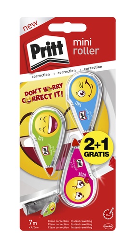 [1398935] Roller correcteur Pritt Mini-Flex 4,2mmx7m Emoji blister 2+1 gratuit