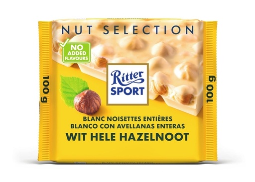 [1404794] Chocolat Ritter Sport blanc-noisette entière 100g