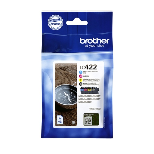 [1405147] Cartouche d''encre Brother LC-422VAL noir 3 couleurs