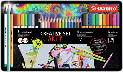 [1405093] Arty Creative STABILO 87/3193 boîte métal 36 pièces