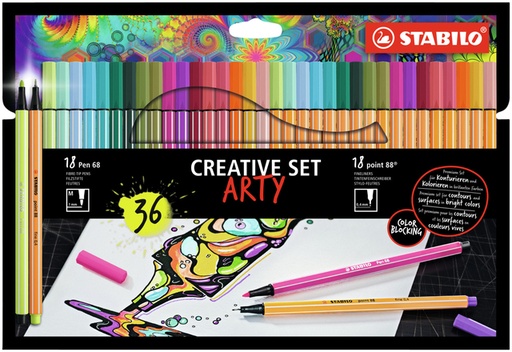 [1405095] Arty Creative STABILO 8868/36 assorti étui 36 pièces