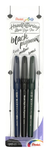 [1406042] Feutre pinceau Pentel XSESP15 noir blister 3 pièces