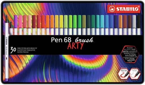 [1405134] Brushstift STABILO Pen 568/30 Arty assorti blik à 30 stuks