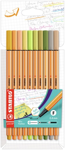 [1405108] Fineliner STABILO point 88/10 Fin nouvelles couleurs set 10 couleurs