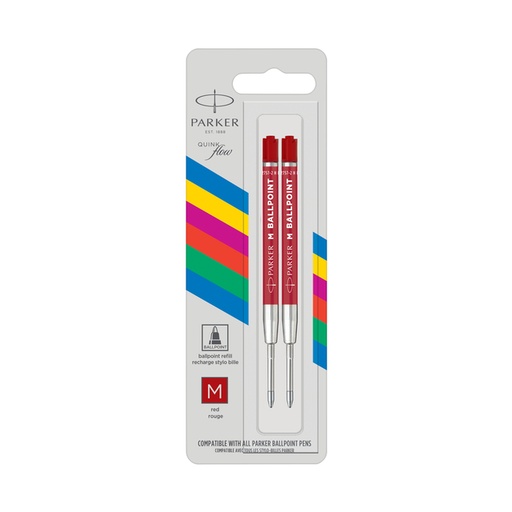[1405949] Recharges Stylo bille Parker Eco Medium rouge blister 2 pièces