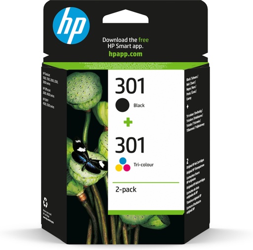 [410396] Cartouche d’encre HP 301 N9J72AE noir + couleur