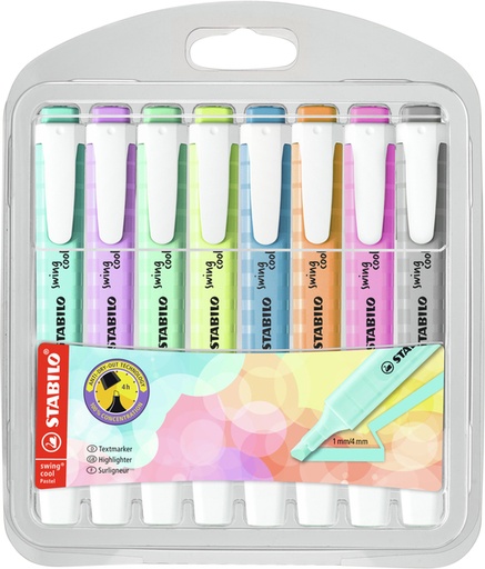 [1406482] Markeerstift STABILO Swing cool 275/8 pastel assorti etui à 8 stuks