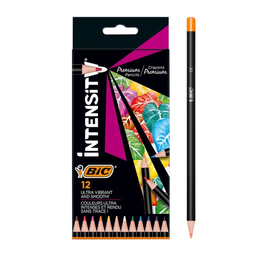 [1405866] Crayon de couleur BIC Intensity Premium étui 12 couleurs