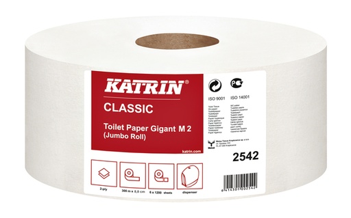 [1406123] Toiletpapier Katrin Gigant M jumbo medium 2-laags 300m wit 2542