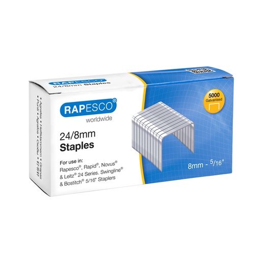 [1406125] Nieten Rapesco 24 8mm 5000 stuks zilver