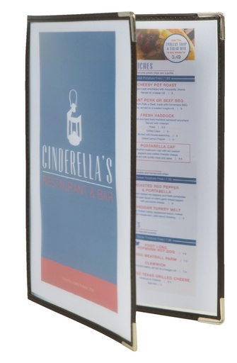 [552025] Protège-menu Securit A4 2 volets/4 pages transparent 3 pièces