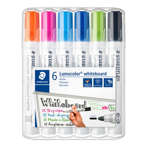 [1406471] Whiteboardmarker Staedtler Lumocolor 351 set à 6 stuks fun assorti