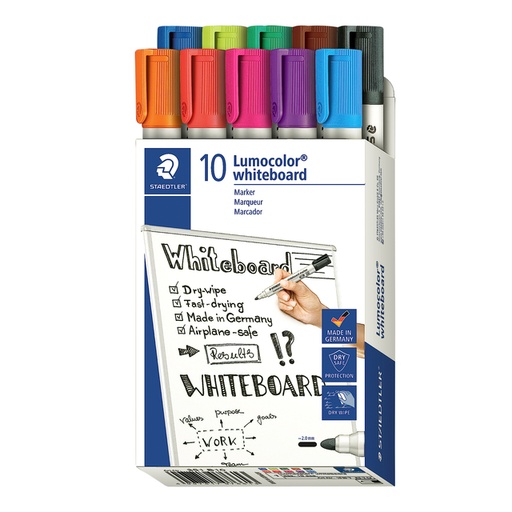 [1406474] Feutre tableau blanc Staedtler Lumocolor 351 assorti set 10 pièces