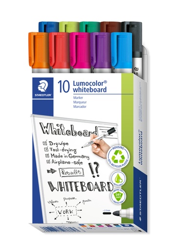 [1406474] Whiteboardmarker Staedtler Lumocolor 351 set à 10 stuks assorti