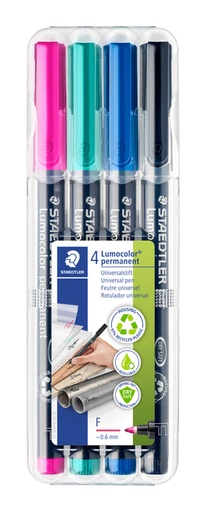 [1405685] Feutre Staedtler Lumocolor 318 permanent F set 4 couleurs