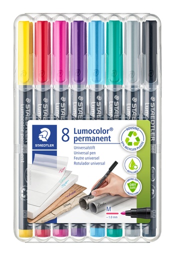 [1405689] Viltstift Staedtler Lumocolor 317 permanent M set à 8 kleuren