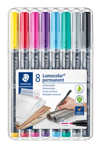 [1405689] Viltstift Staedtler Lumocolor 317 permanent M set à 8 kleuren