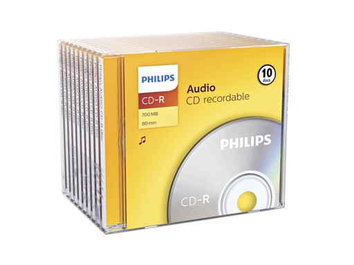 [1406225] CD-R Philips 80Min Audio boîte JC 10 pièces