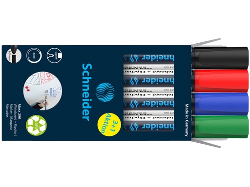 [1407387] Whiteboardmarker Schneider Maxx 290 rond 2-3mm assorti 3+1 gratis