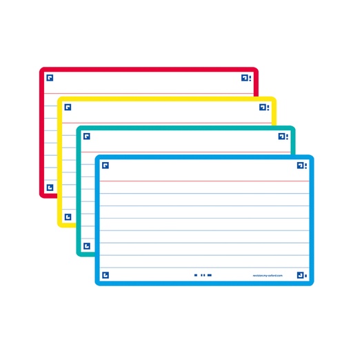 [1407436] Flashcard Oxford 2.0 75x125mm 80 feuilles 250g ligné assorti