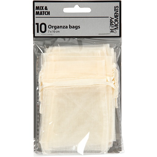 [1399294] Organza zakjes Creativ Company 7x10cm 10 stuks off-white 10 zak