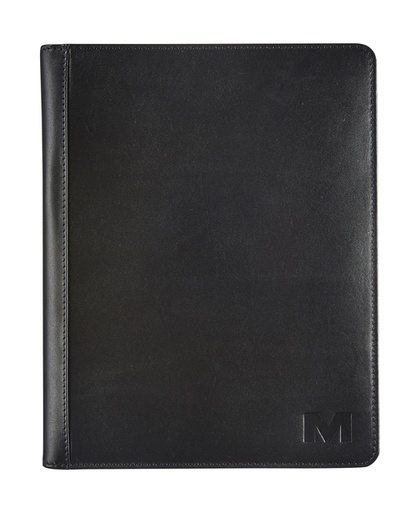 [1403297] Conférencier Maverick All Black A5 avec bloc-notes cuir noir