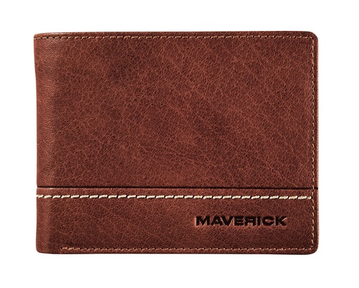 [1403309] Portemonee Maverick Rough Gear compact met kleingeldvak RFID leer bruin