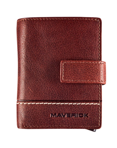 [1403305] Porte-cartes Maverick Rough Gear compact RFID cuir marron