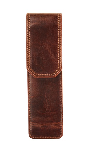 [1403296] Etui stylos Maverick The Original pour 2 stylos cuir marron