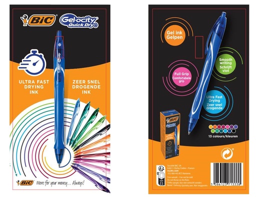 [1403394] Stylo gel BIC Gelocity Quick Dry Carte échantillon