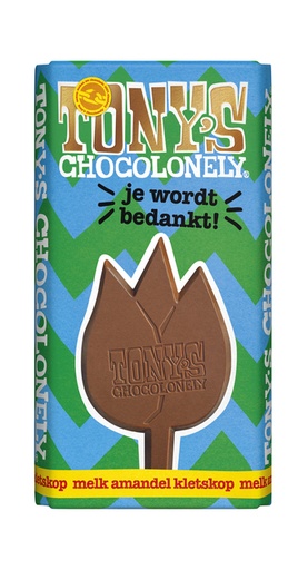 [1418881] Chocolade Tony''s Chocolonely je wordt bedankt reep 180gr