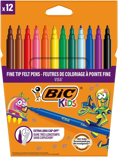 [1407073] Feutre BIC Kids Visacolor Fin assorti étui 12 pièces