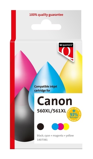 [1407381] Inktcartridge Quantore alternatief tbv Canon PG560XL CL561XL zwart + kleuren