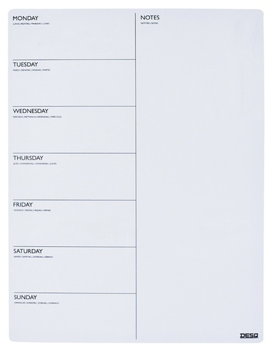 [1407535] Planning hebdomadaire magnétique Desq 40x30cm