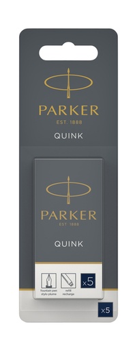 [1419530] Cartouche d'encre Parker Quink bleu-noir blister 5 pièces