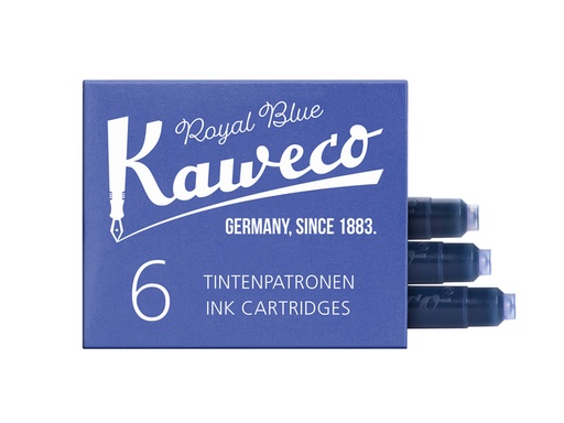 [1421227] Cartouche d''encre Kaweco bleu roi boîte 6 pièces