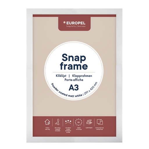 [1421168] Cadre clipsable Europel A3 25mm blanc mat