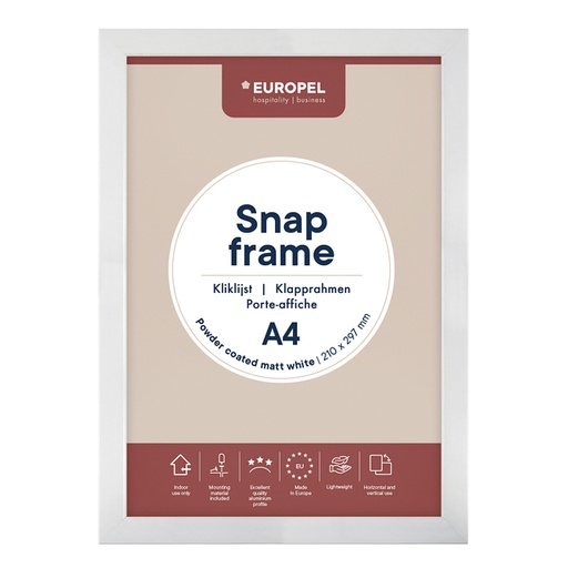 [1421173] Cadre clipsable Europel A4 25mm blanc mat