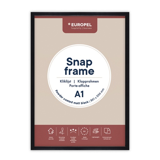 [1421192] Cadre clipsable Europel A1 25mm noir mat