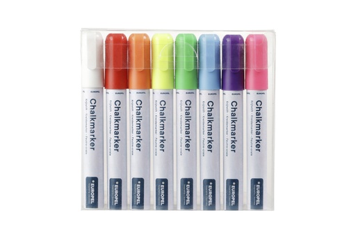 [1421209] Marqueur craie Europel 6mm assorti étui 8 pièces