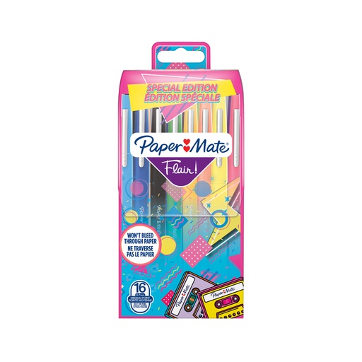 [1421330] Fineliner Paper Mate Flair retro medium assorti blister à 16 stuks