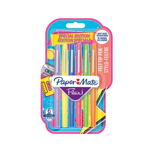[1421333] Fineliner Paper Mate Flair Retro Medium assorti blister 6 pièces