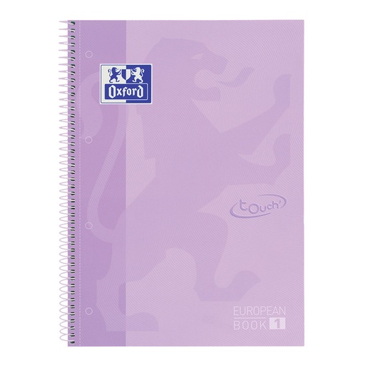 [1420109] Cahier de notes Oxford Touch Europeanbook A4+ 4 perforations ligné 160 pages pastel violet