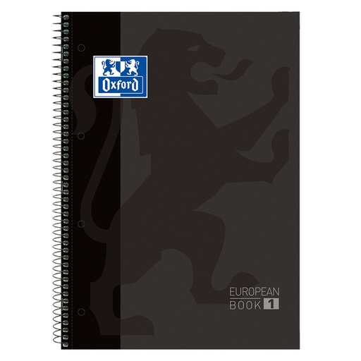 [1420112] Cahier de notes Oxford Classic Europeanbook A4+ 4 perforations ligné 80fls noir