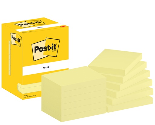 [1420098] Memoblok Post-it 657 76x102mm geel 12 stuks