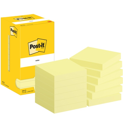 [1420093] Bloc-mémos Post-it 654 76x76mm jaune 12 pièces