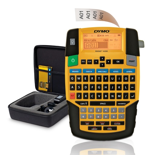[1420486] Etiqueteuse Dymo Rhino 4200 Industriel Qwerty 19mm jaune coffret