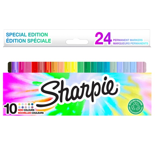 [1420525] Viltstift Sharpie rond incl 10 nieuwe kleuren fijn assorti blister à 24 stuks