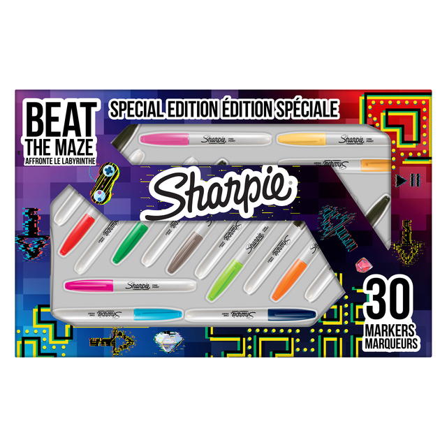 Viltstift Sharpie rond Beat the Maze fijn assorti pak à 30 stuks